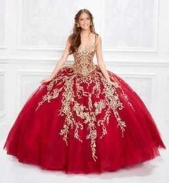Princesa By Ariana Vara PR11924 Metallic Appliques Two Strap Quinceanera Gown