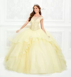 Princesa By Ariana Vara PR11926 Illusion Back Layered Skirt Quince Gown