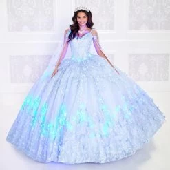 Princesa By Ariana Vara PR12261 Butterfly Appliques LED Lights Sweet 16 Dress -Fashion Gown princesa by ariana vara pr12261 butterfly appliques led lights sweet 16 dress 09.1050