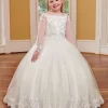 Rachel Allan RB9110 Tiered Skirt Long Sleeve Flower Girl Dress