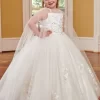 Rachel Allan RB9113 Double Cape Keyhole Back Flower Girl Dress