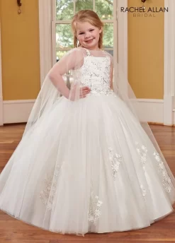 Rachel Allan RB9113 Double Cape Keyhole Back Flower Girl Dress