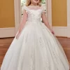Rachel Allan RB9122 Ruffle Sleeve Cutout Back Flower Girl Dress