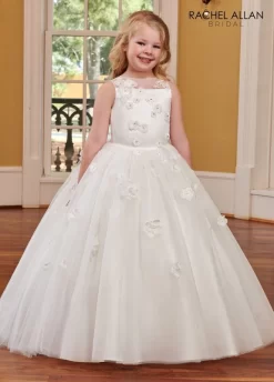 Rachel Allan RB9124 3D Flowers Keyhole Back Flower Girl Dress