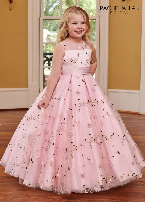 Rachel Allan RB9126 Pleated Waist Embroidered Flower Girl Dress 1 Rachel Allan RB9126 Pleated Waist Embroidered Flower Girl Dress