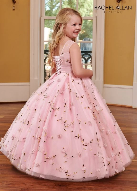 Rachel Allan RB9126 Pleated Waist Embroidered Flower Girl Dress 2 Rachel Allan RB9126 Pleated Waist Embroidered Flower Girl Dress - Image 2