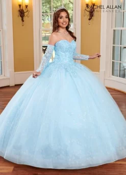 Rachel Allan RQ1116 Detached Sleeve Floral Glitter Quinceanera Gown