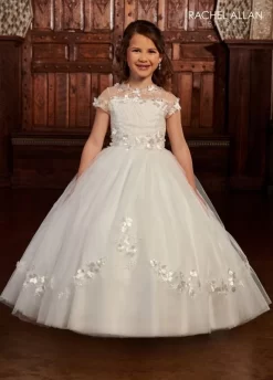 Rachel Allan RB9131 Floral Appliques Cutout Back Flower Girl Dress