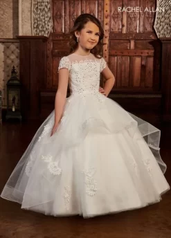 Rachel Allan RB9134 Layered Skirt Short Sleeve Flower Girl Dress