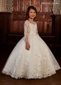 Rachel Allan RB9135 Illusion Sleeve Sweetheart Neck Flower Girl Dress