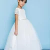 Rosebud Fashions 5140 Beaded Waist Jewel Neck Flower Girl Dress