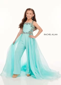 Rachel Allan 10019 Square Neck Ruched Bodice Mini Pageant Jumpsuit
