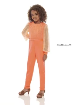 Rachel Allan 10054 Jewel Neck Puff Sleeves Mini Pageant Jumpsuit