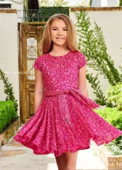 Rachel Allan 10117 Tie Belt Cap Sleeves Mini Pageant Dress -Fashion Gown rcapg f22 10117 06