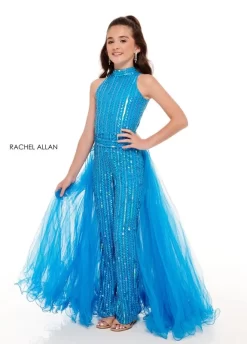 Rachel Allan 10075 Cut In Sleeves Halter Neck Mini Pageant Jumpsuit