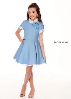 Rachel Allan 10100 High Neck Pleated Skirt Mini Pageant Dress