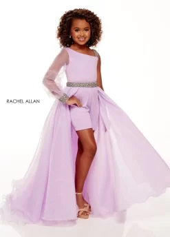Rachel Allan 10105 Beaded Illusion Sleeve Little Girl Pageant Romper