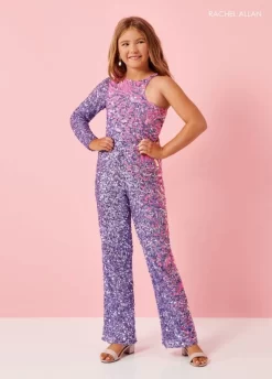 Rachel Allan 10170 Wide Leg Sequined Mini Pageant Jumpsuit