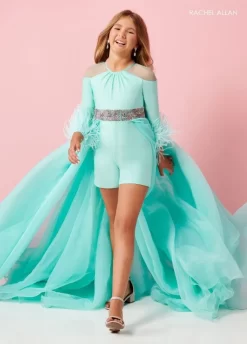 Rachel Allan 10179 Quarter Sleeve Overskirt Little Girl Pageant Romper