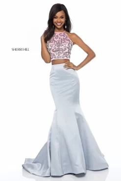 Sherri Hill 51837 Beaded Top Two Piece Satin Dress