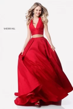 Sherri Hill 51923 Halter Top 2 Piece Taffeta Dress