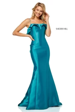Sherri Hill 52471 Ruffle Back Spaghetti Straps Dress