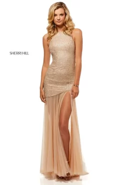 Sherri Hill 52520 Sheer Skirt Multi Cutout Back Dress