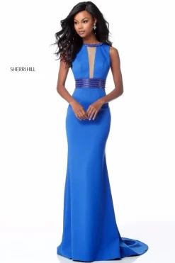 Sherri Hill 51859 Cutout Back Jewel Neck Dress -Fashion Gown shlpm s18 51859 bi 04