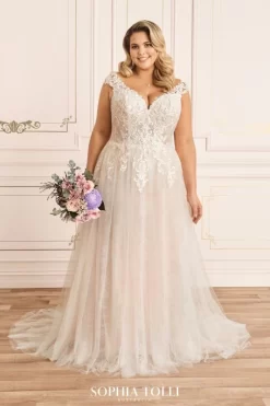 Sophia Tolli Y12023LS Kaydence Cap Sleeve Plus Size Wedding Gown