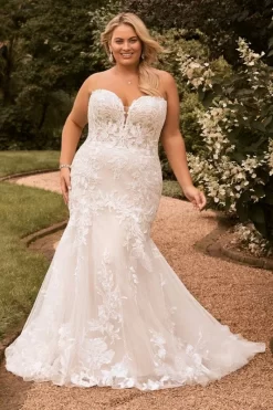 Sophia Tolli Y22176 Michaela Strapless Glitter Plus Size Bridal Dress