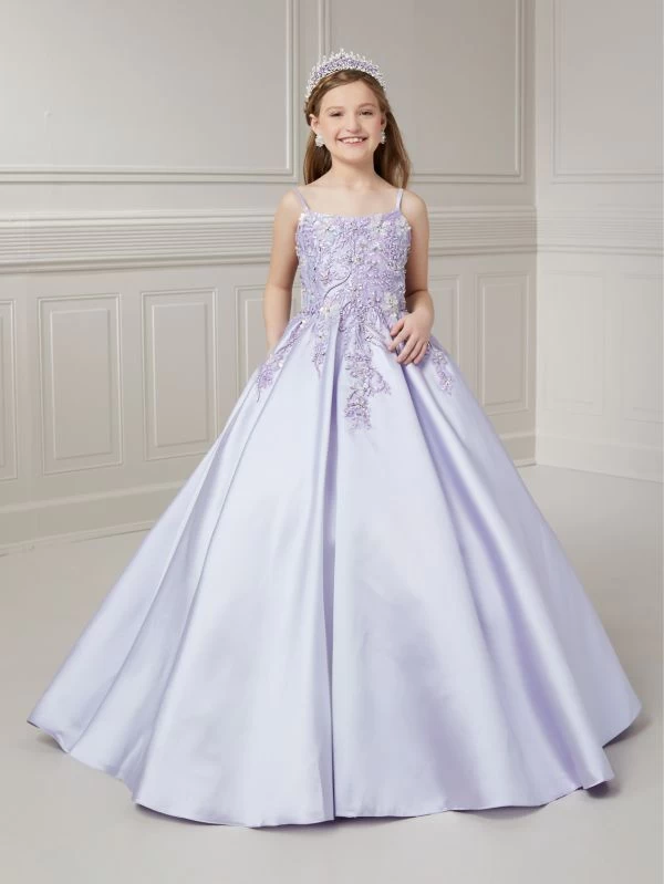 Tiffany Princess 13725 Pleated Skirt Floral Little Girl Pageant Gown 3 Tiffany Princess 13725 Pleated Skirt Floral Little Girl Pageant Gown - Image 3