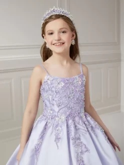 Tiffany Princess 13725 Pleated Skirt Floral Little Girl Pageant Gown 8 Tiffany Princess 13725 Pleated Skirt Floral Little Girl Pageant Gown -Fashion Gown tfpfg f23 13725 04