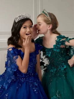 Tiffany Princess 13731 3D Butterfly Long Cape Mini Pageant Dress