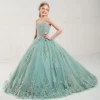 Tiffany Princess 13741 Floral Straps Sequin Lace Mini Pageant Gown