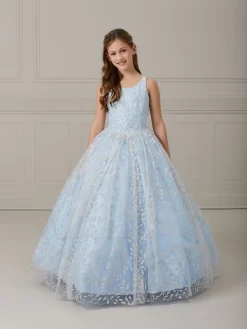 Tiffany Princess 13637 Scoop Neck Floral Mini Pageant Dress